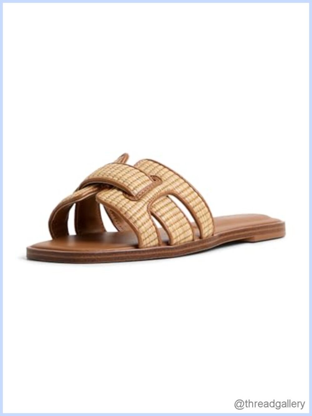 Flat Slide Sandals Square Toe Textile Slip On Casual